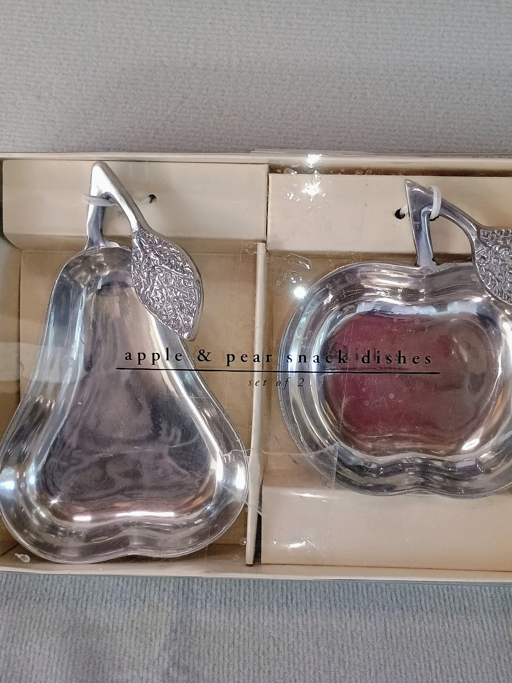 Pier 1 Silver Apple & Pear Snack Dishes